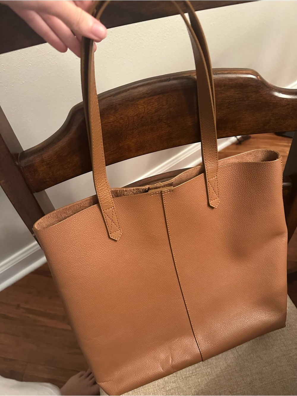 LOFT Leather Tote in Warm Tan